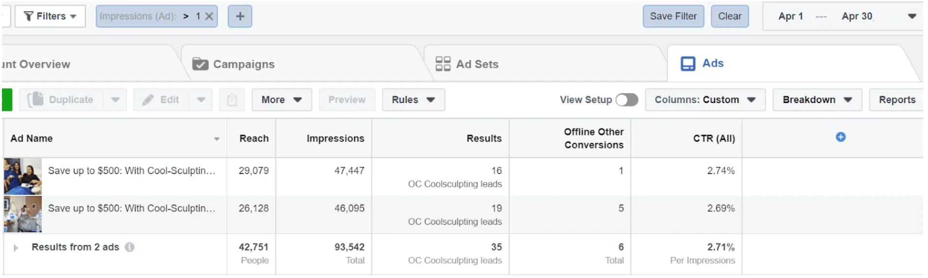 Coolsculpting Marketing Case Study facebook ads